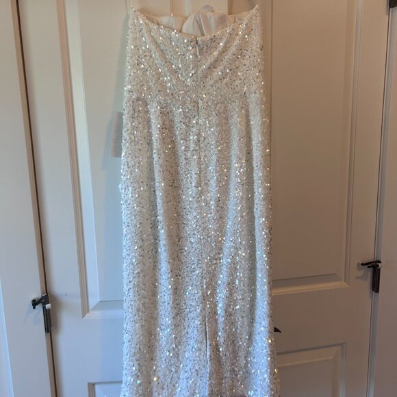 Heski Liliana White Sequin Midi Dress with Rose Appliqué - Picture 14 of 15